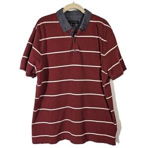 Banana Republic Rugby Polo Shirt Y2K Academia Preppy Red Striped‎ Cotton XL